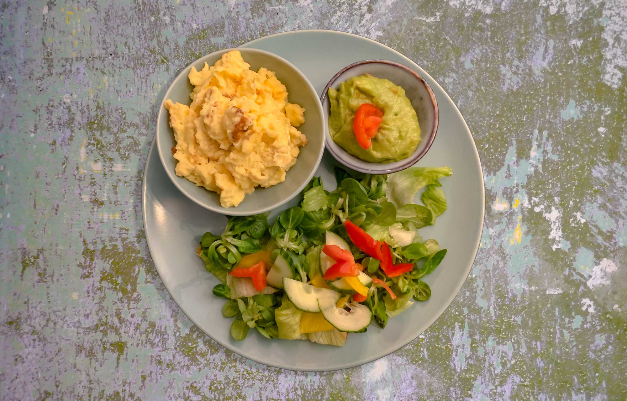 Healthy Breakfast avocado with eggs salad