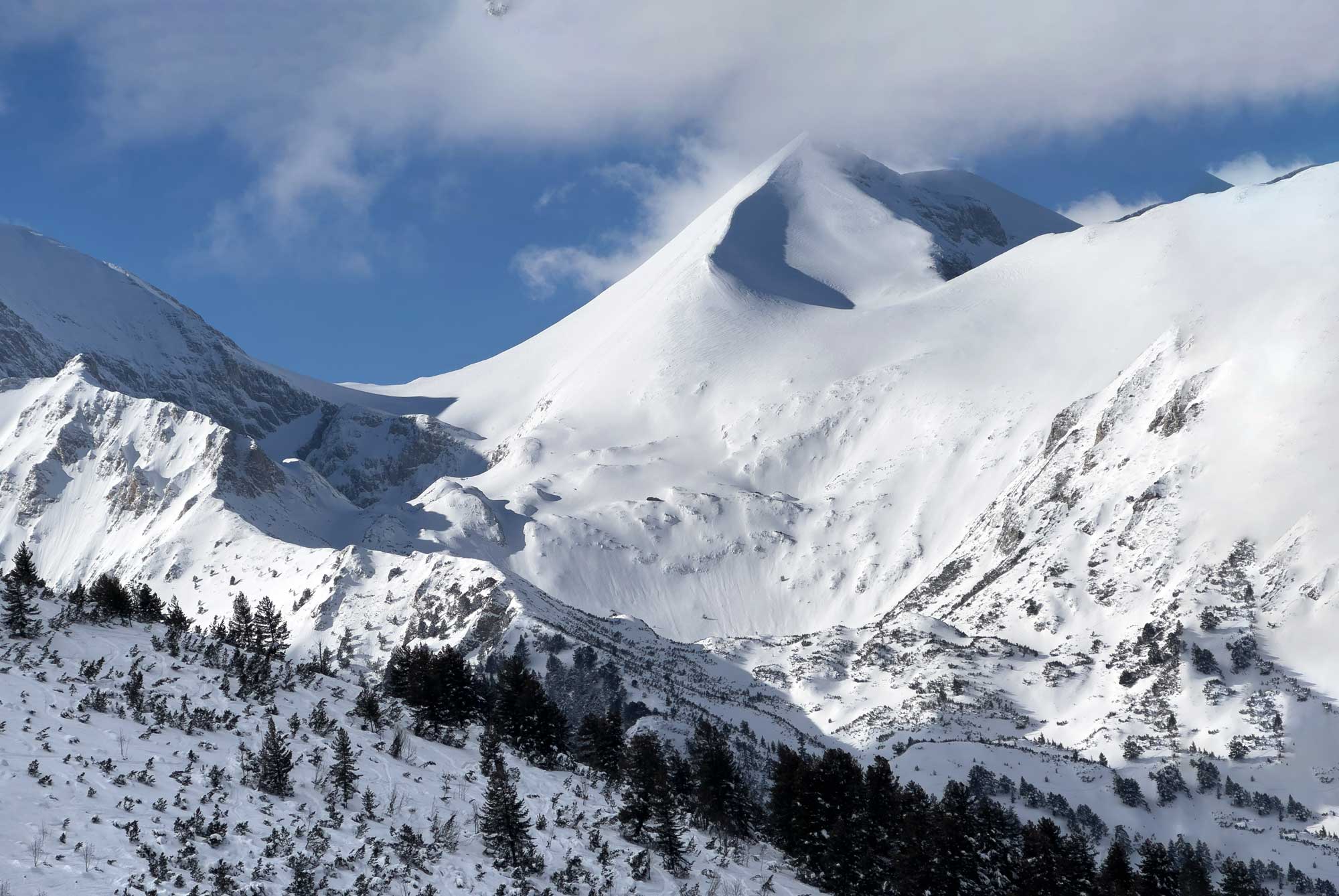Skiing in Bansko ski resort in Bulgaria.