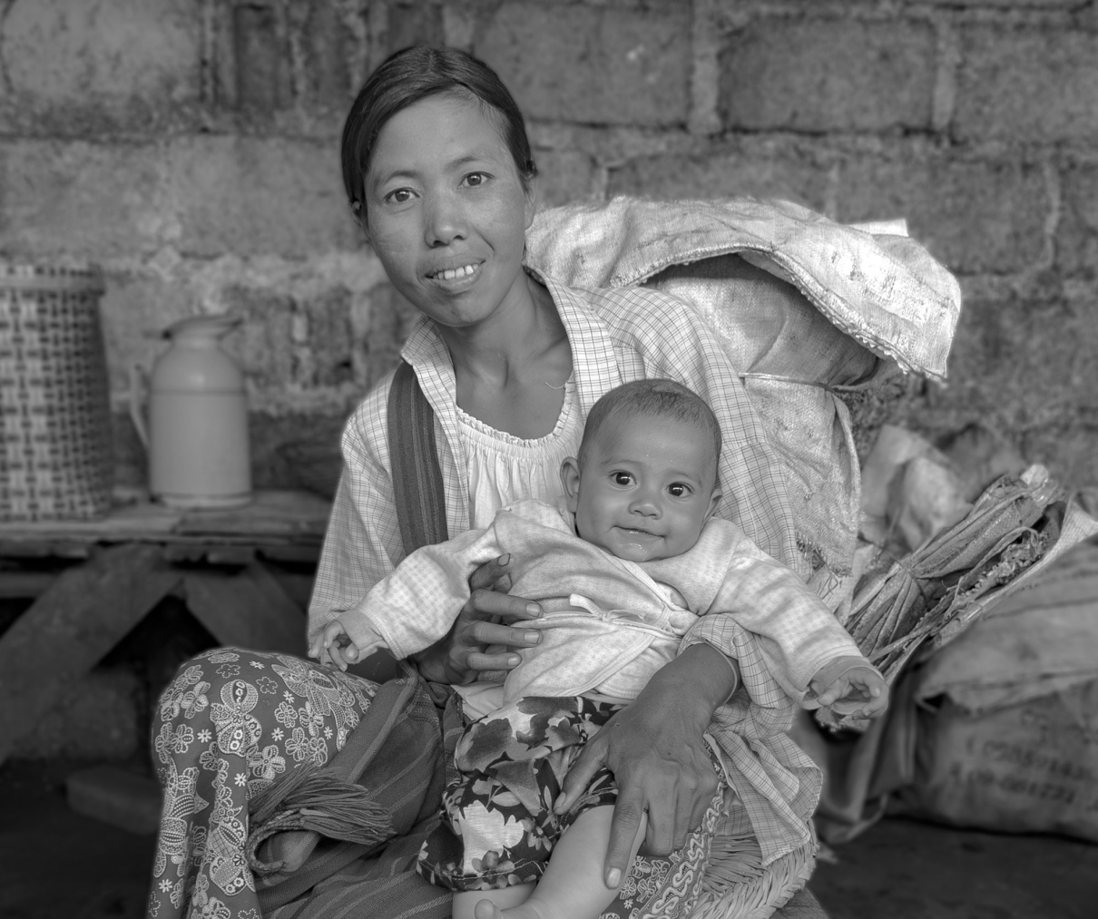 Burmese mother and child