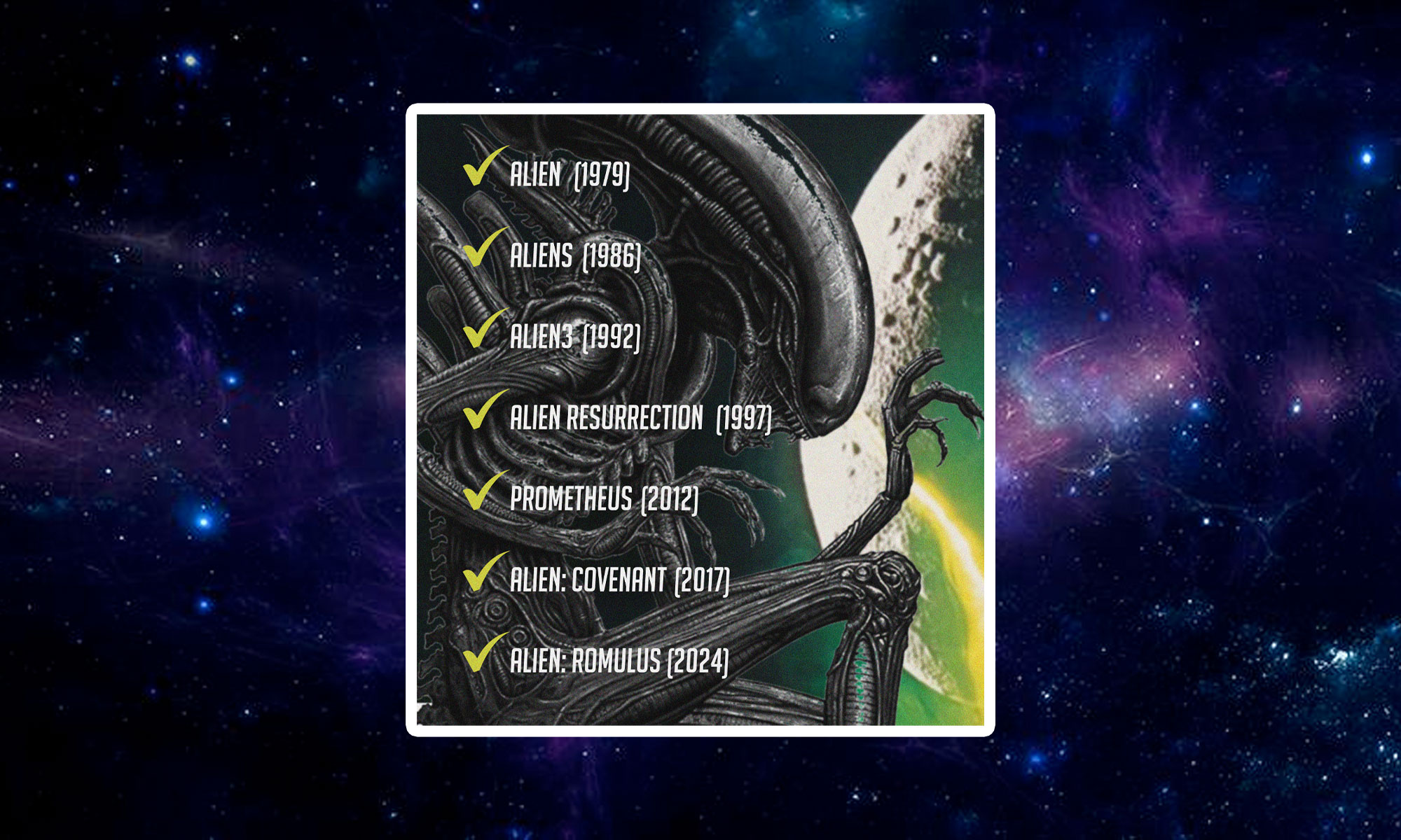 The latest installment in the Alien film franchise is Alien: Romulus