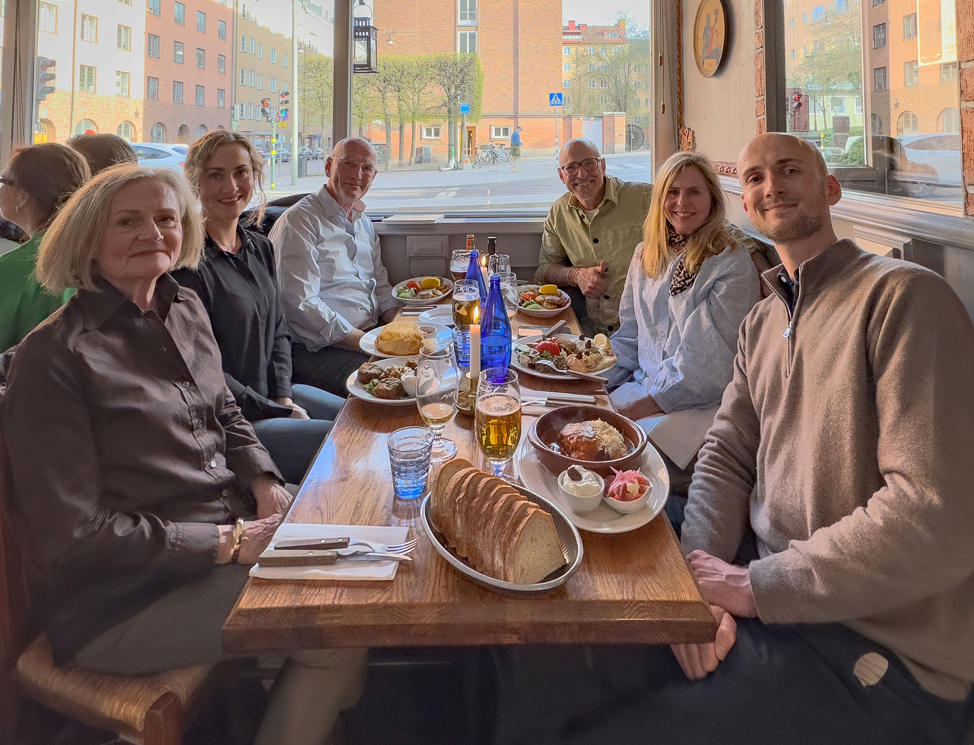 Bjorn Appelgren and family during a cousin meetup dinner at Kamarina in Stockholm