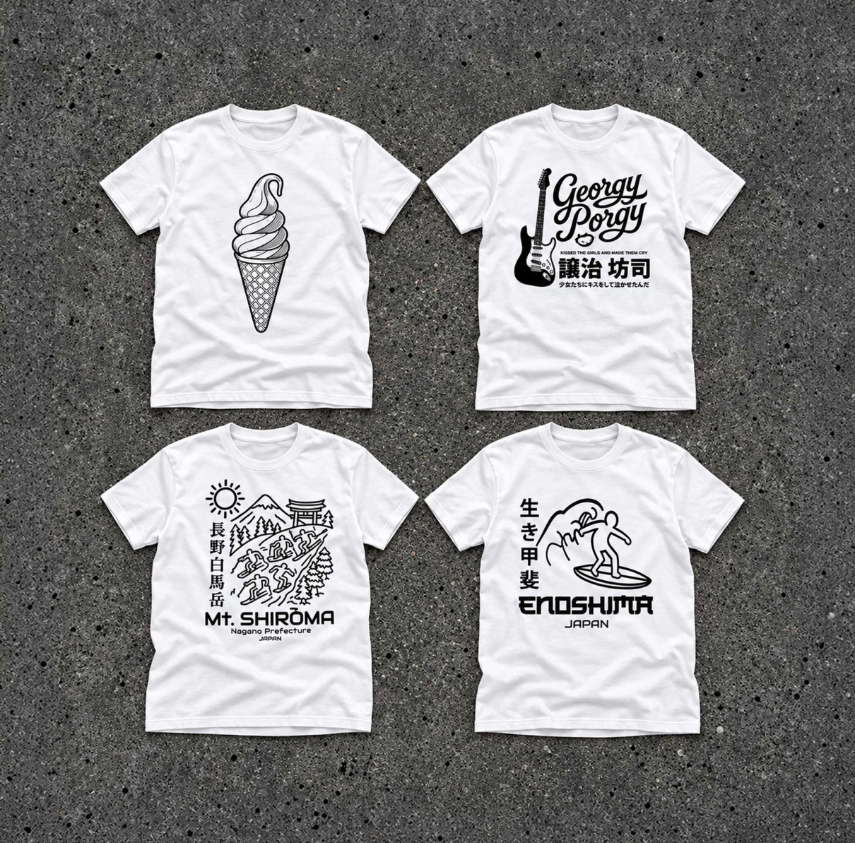 My Japanese-themed t-shirt designs.