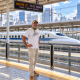 joakim lloyd raboff getting ready to board shinkansen from osaka to fukuoka